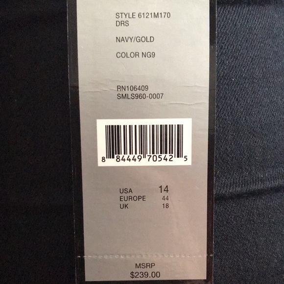 Tahari ASL Navy/Gold Dress Size 14 - Picture 8 of 8